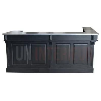 Comptoir de bar d'angle en pin massif 240cm x 140cm avec espace Frigo, retour à gauche - Chester