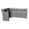 Comptoir de bar d'angle en pin massif 240cm x 140cm avec espace Frigo, retour à gauche - Chester