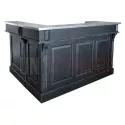 Comptoir de bar d'angle en pin massif 180cm x 140cm avec espace frigo, retour à droite - Chester