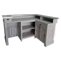 Comptoir de bar d'angle en pin massif 180cm x 140cm avec espace frigo, retour à droite - Chester