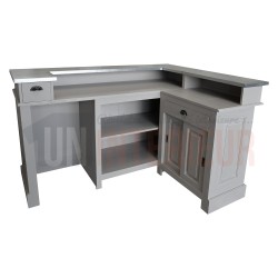 Comptoir de bar d'angle en pin massif 180cm x 140cm avec espace frigo, retour à droite - Chester