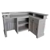Comptoir de bar d'angle en pin massif 180cm x 140cm avec espace frigo, retour à droite - Chester