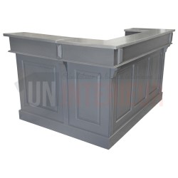 Comptoir de bar d'angle en pin massif 180cm x 140cm avec espace frigo, retour à droite - Chester