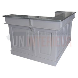 Comptoir de bar d'angle en pin massif 180cm x 140cm avec espace frigo, retour à droite - Chester