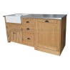 Combi meuble évier et lave-vaisselle en pin massif, avec évier timbre inclus à gauche - Straight