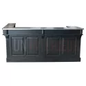 Comptoir de bar d'angle en pin massif 240cm x 140cm avec espace Frigo, retour à droite - Chester