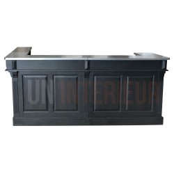 Comptoir de bar d'angle en pin massif 240cm x 140cm avec espace Frigo, retour à droite - Chester