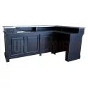 Comptoir de bar d'angle en pin massif 240cm x 140cm avec espace Frigo, retour à droite - Chester