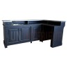 Comptoir de bar d'angle en pin massif 240cm x 140cm avec espace Frigo, retour à droite - Chester