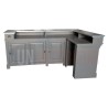 Comptoir de bar d'angle en pin massif 240cm x 140cm avec espace Frigo, retour à droite - Chester