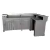 Comptoir de bar d'angle en pin massif 240cm x 140cm avec espace Frigo, retour à droite - Chester