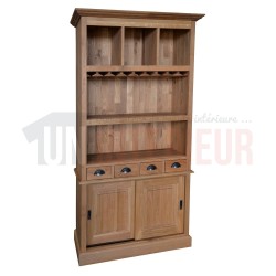 Meuble arrière de bar en chêne massif type fond de bar, avec porte-verres - Chester