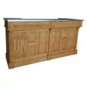 Grand meuble bar de 210cm en pin massif avec plateau zinc - Chester