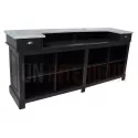 Grand meuble bar de 210cm en pin massif avec plateau zinc - Chester