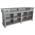 Grand meuble bar de 210cm en pin massif avec plateau zinc - Chester