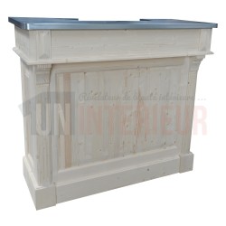 Bar en pin massif 120cm avec espace range-bouteilles - Chester