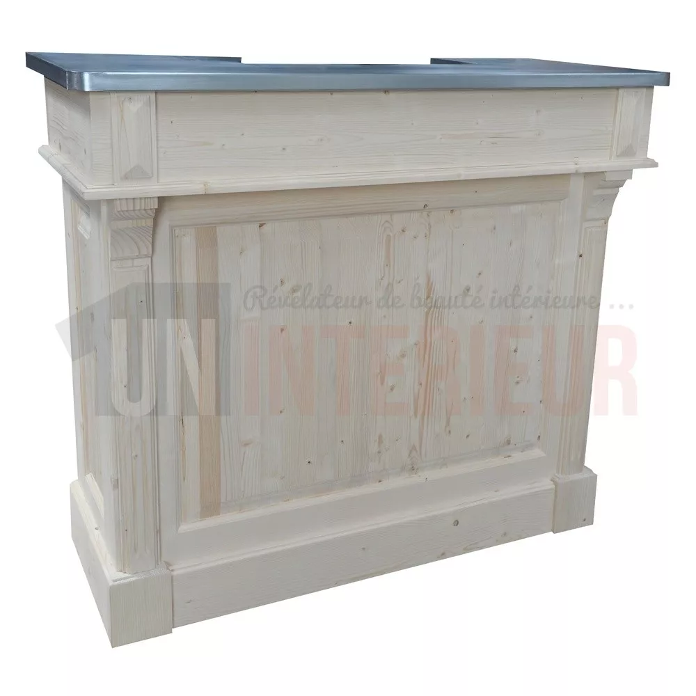 Bar en pin massif 120cm avec espace range-bouteilles - Chester