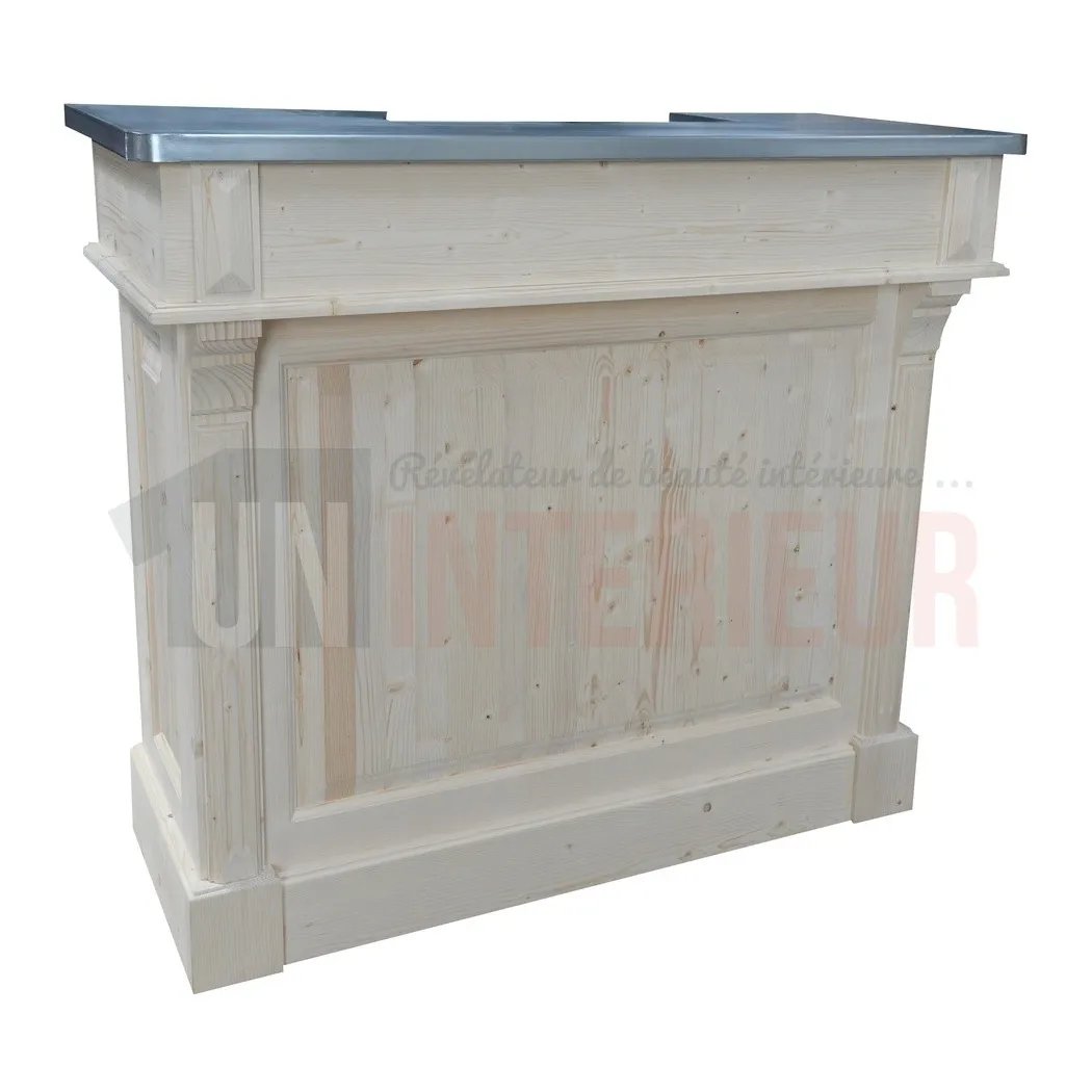 Bar en pin massif 120cm avec espace range-bouteilles - Chester