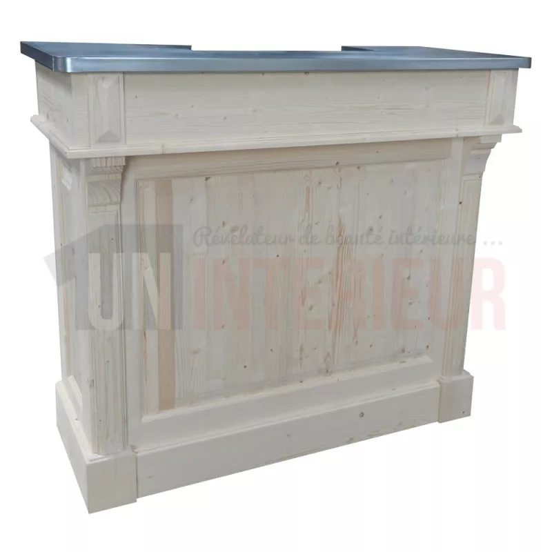Bar en pin massif 120cm avec espace range-bouteilles - Chester