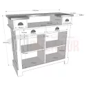Bar en pin massif 120cm avec espace range-bouteilles - Chester