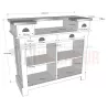 Bar en pin massif 120cm avec espace range-bouteilles - Chester
