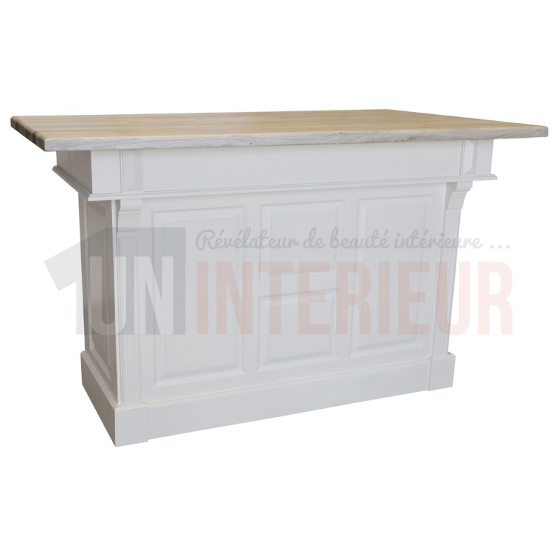 Ilot de cuisine haut en pin massif 180cm - Chester