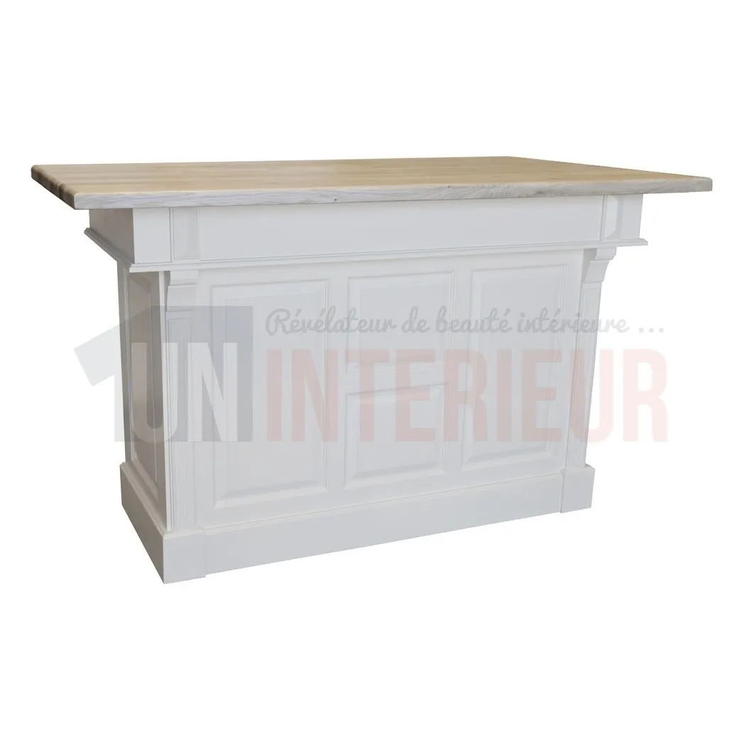 Ilot de cuisine haut en pin massif 180cm - Chester