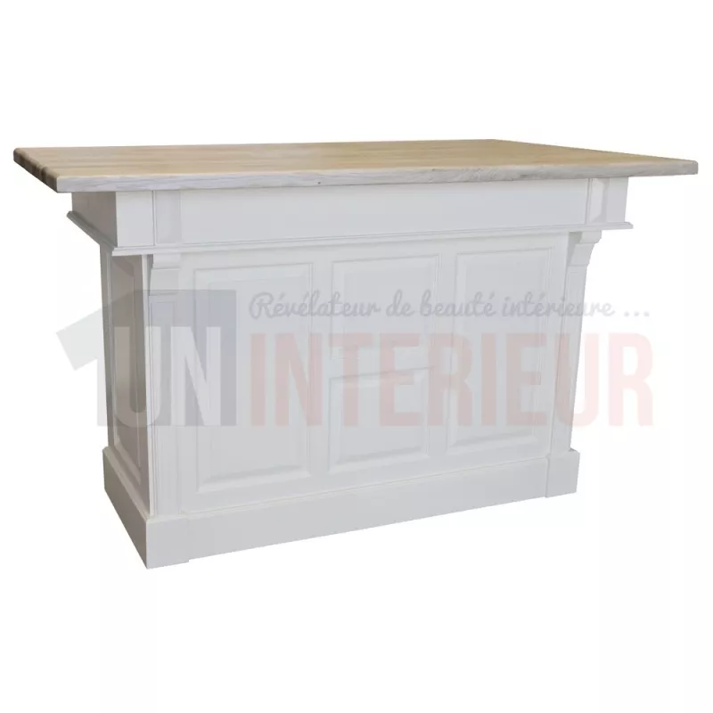 Ilot de cuisine haut en pin massif 180cm - Chester