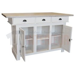 Ilot de cuisine haut en pin massif 180cm - Chester