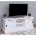 Grand meuble TV 2 portes coulissantes en pin massif - Gordon