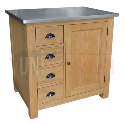 Rangement de cuisine en pin massif 4 tiroirs et 1 porte - Straight
