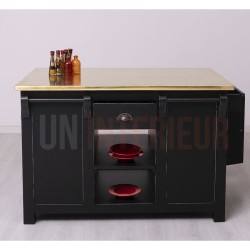 Ilot central de cuisine en pin massif - Nessy