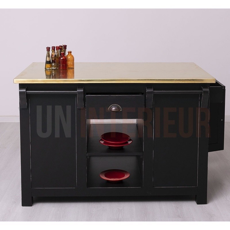 Ilot central de cuisine en pin massif - Nessy