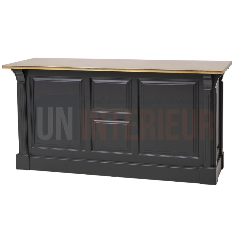 Comptoir en pin massif 190cm passe-plat (95cm de haut) - Chester