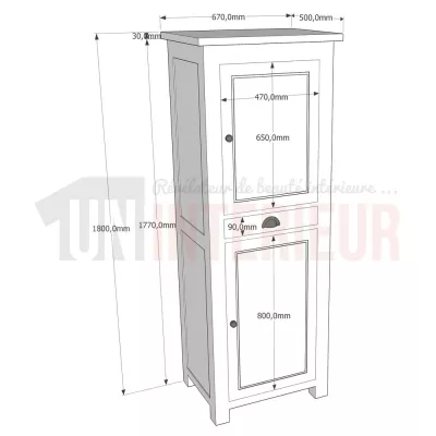 Colonne en pin massif ou rangement de cuisine - Straight