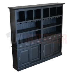 Grand meuble fond de bar en pin massif de 382cm avec portes coulissantes - Chester