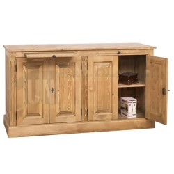 Buffet 4 portes en pin massif avec 2 tirettes - Straight