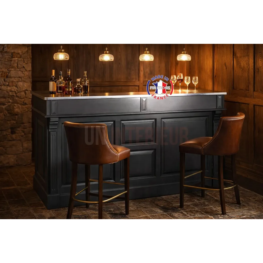 Meuble comptoir de bar en pin massif Noir - Chester, Uninterieur