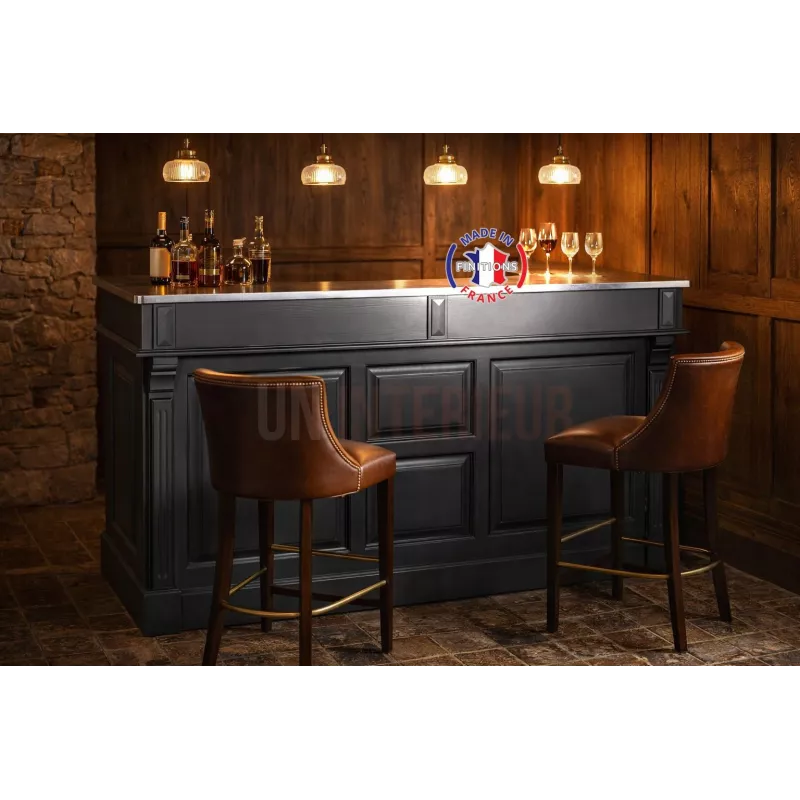 Meuble comptoir de bar en pin massif Noir - Chester, Uninterieur