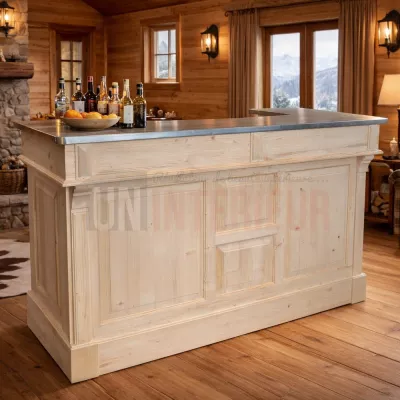 Comptoir de bar 180cm avec plateau zinc, Uninterieur.