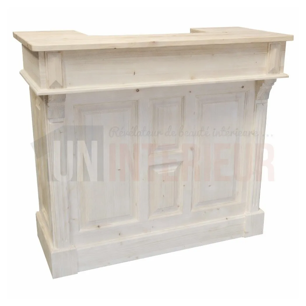 Petit meuble bar comptoir en 120cm, pin massif, Uninterieur
