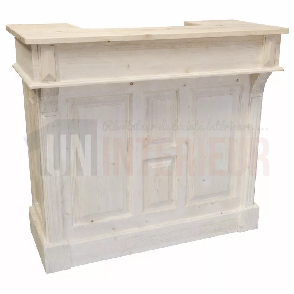 Petit meuble bar comptoir en 120cm, pin massif, Uninterieur