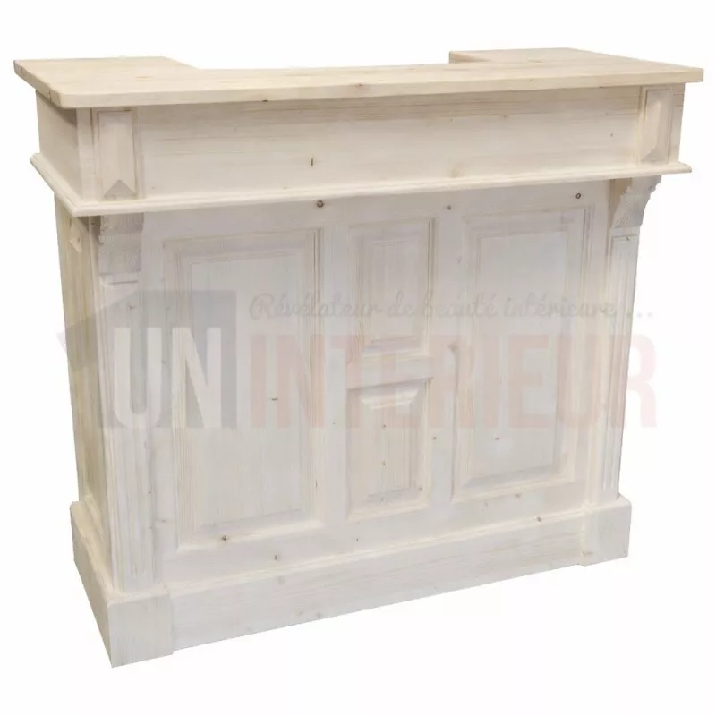 Petit meuble bar comptoir en 120cm, pin massif, Uninterieur