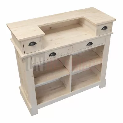 Bar comptoir en 1,20m, petit modèle en brut, pin massif, Uninterieur