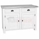 Meuble rangement de cuisine en pin massif et zinc, blanc, Uninterieur