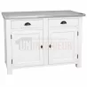 Meuble rangement de cuisine en pin massif et zinc, blanc, Uninterieur