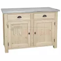 Meuble rangement de cuisine en pin massif et zinc, naturel, brut, Uninterieur