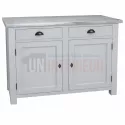 Meuble rangement de cuisine en pin massif et zinc, gris clair, Uninterieur