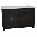 Meuble rangement de cuisine en pin massif et zinc, noir, Uninterieur