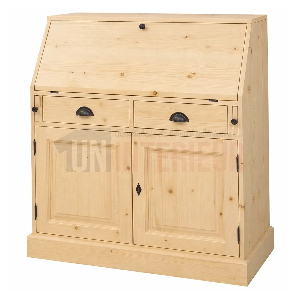 Bureau scriban dos d'âne en pin massif - Uninterieur, pin massif naturel